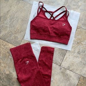 SOLD New Gymshark red adapt fleck leggings & adapt sports bra 🍒🍓🌹❤️🍉🔥